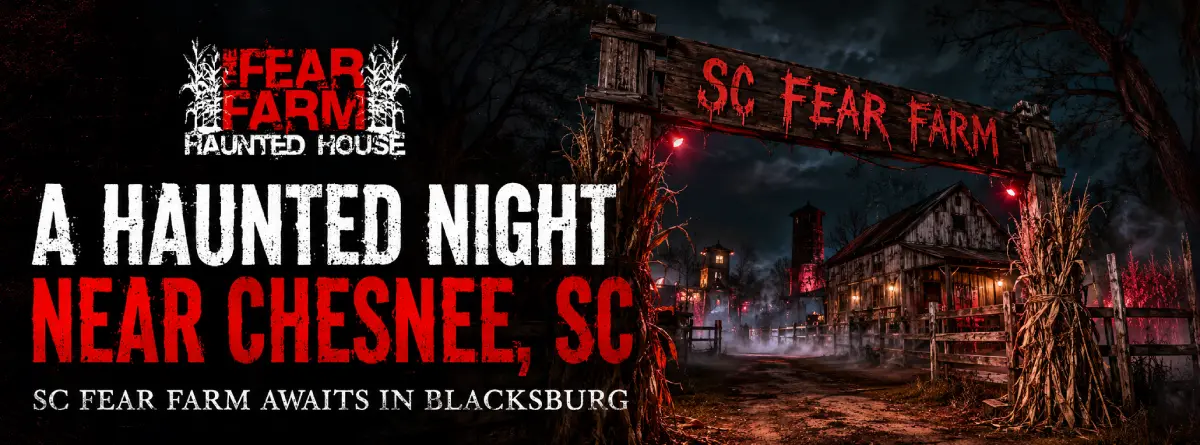 Haunted farm entrance in Blacksburg prepared for visitors from Chesnee and Upstate South Carolina