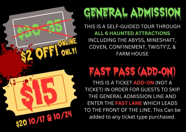 General admission haunted house tickets for SC Fear Farm